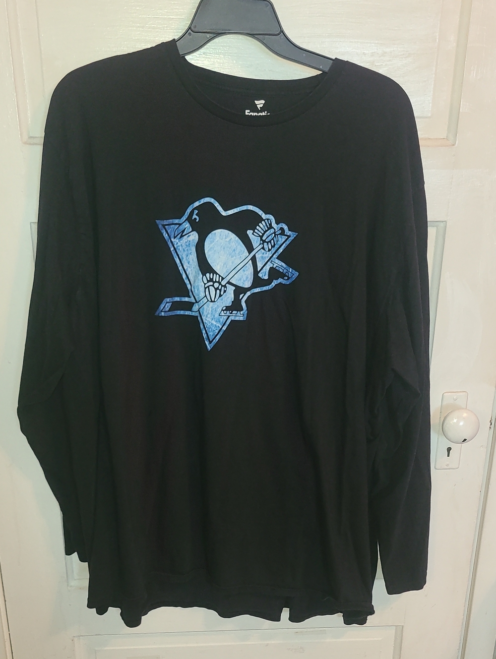 Fanatics Black Long-Sleeve Tee with Blue Penguins Logo